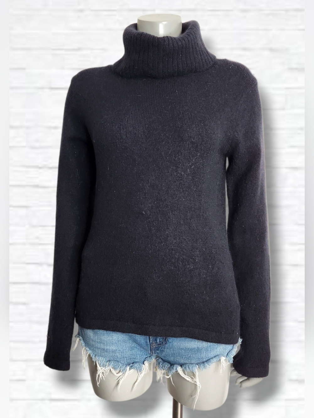 Fairweather Vintage Angora Blend Black Turtleneck Sweater Size M